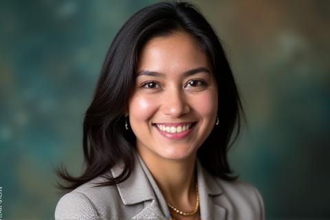 Professional portrait of Dr. Anya Sharma, Lead Environmental Scientist