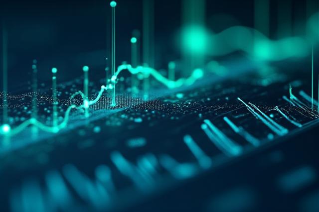 Abstract data visualization showing financial reporting and sustainability metrics